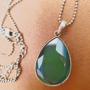 Touchstone crystal royal green drop pendant